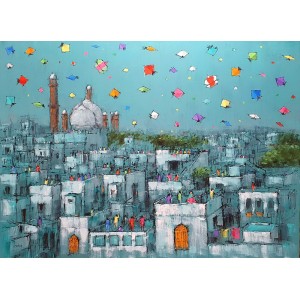 Zahid Saleem, 36 x 48 Inch, Acrylic on Canvas, Cityscape Painting, AC-ZS-164